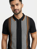 Raimbera  Men's Slim fit Striped Flatknit Polo T-Shirt