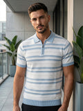 Raimbera Men's Sky blue Textured Slim Fit Polo T-Shirt