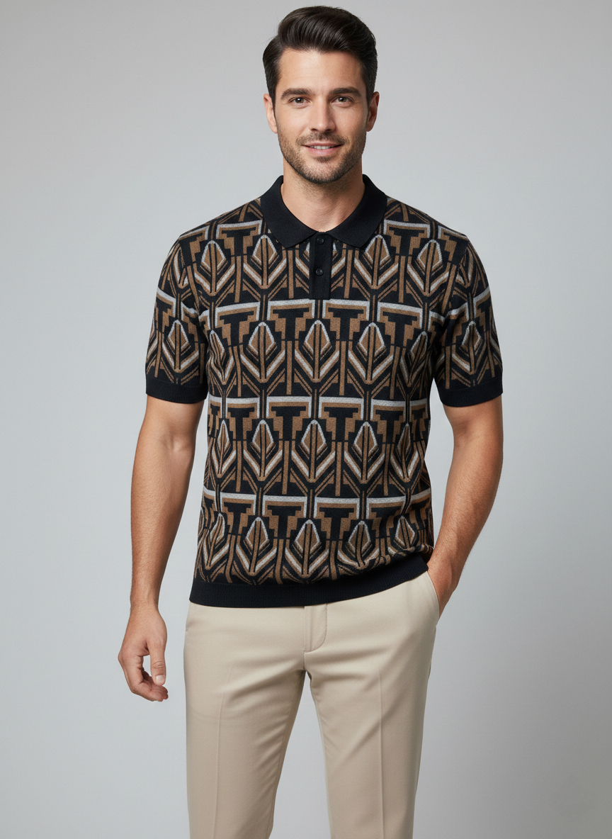 Brown Premium Old Money Style Knitted Polo T-shirt