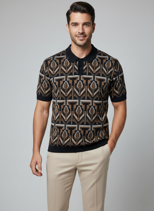 Brown Premium Old Money Style Knitted Polo T-shirt