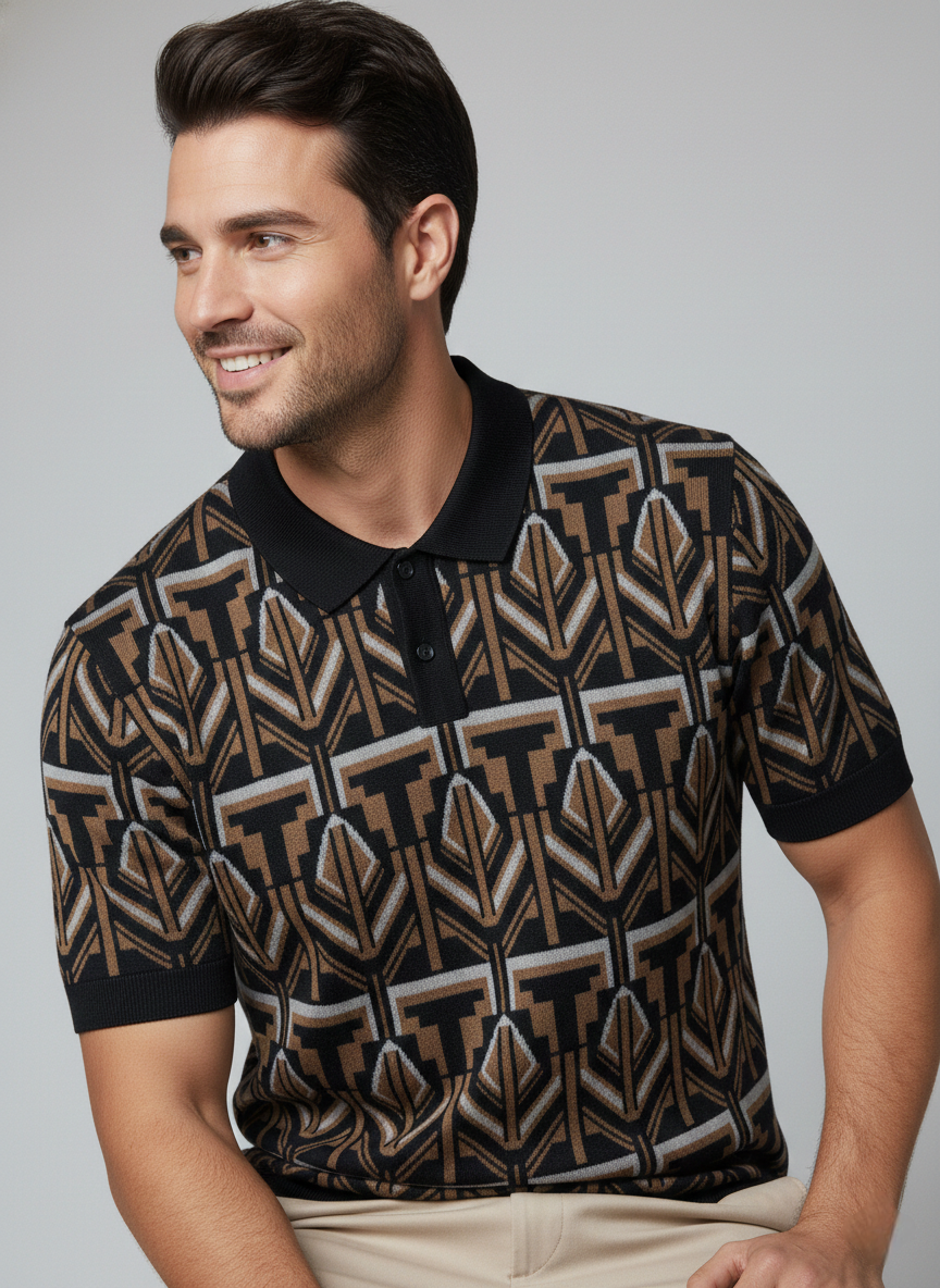 Brown Premium Old Money Style Knitted Polo T-shirt