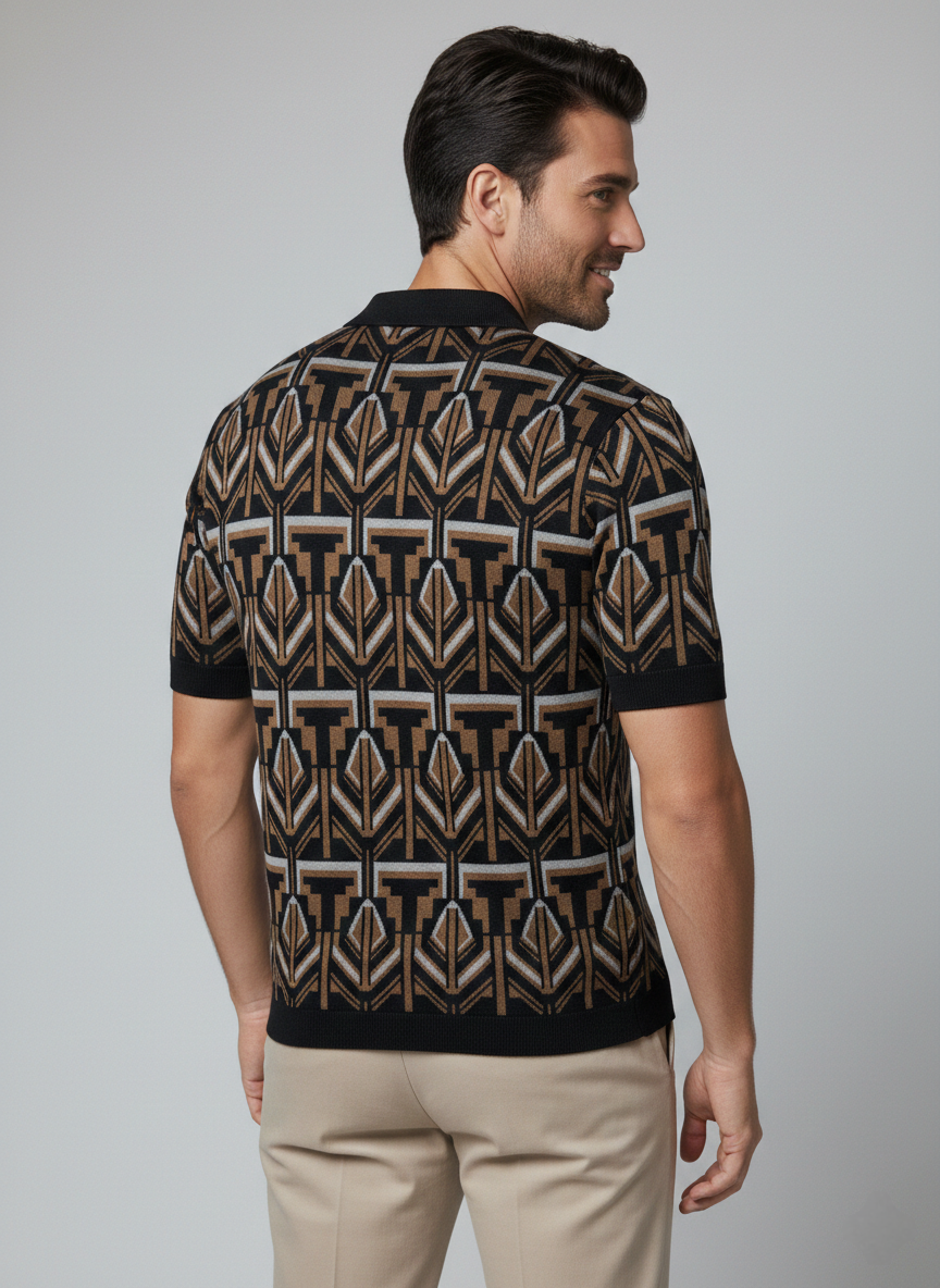 Brown Premium Old Money Style Knitted Polo T-shirt