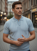 SkyBlue Premium Knitted Self Textured Polo T-shirt