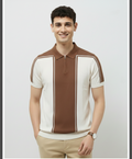 Brown White Brand Knitted Polo Cotton T-shirt
