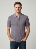 Luxury Purple Net Knitted Polo T-shirt