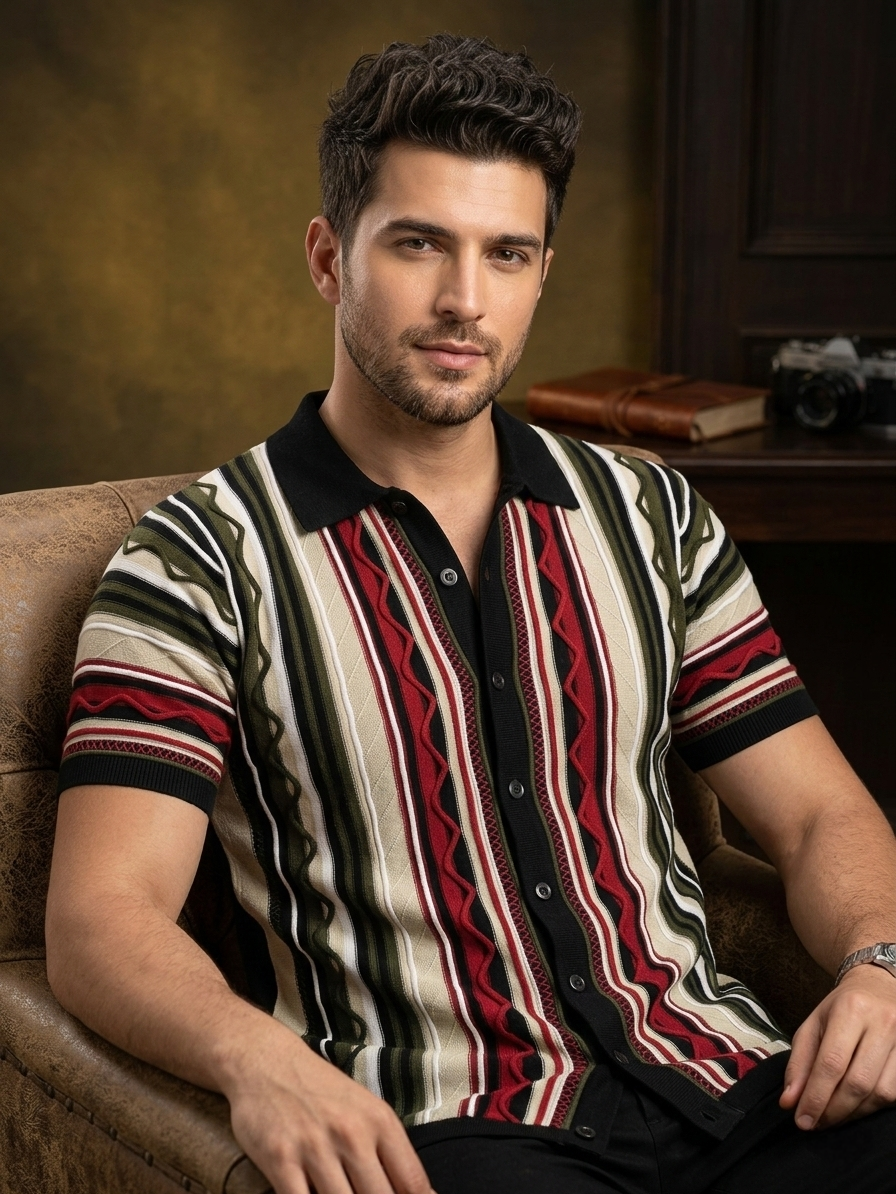 Multi Colour Cotton Knitted Shirt