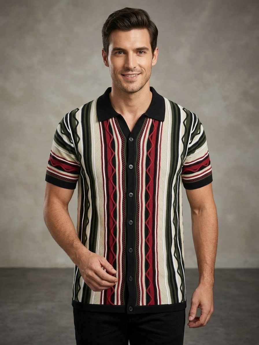 Multi Colour Cotton Knitted Shirt