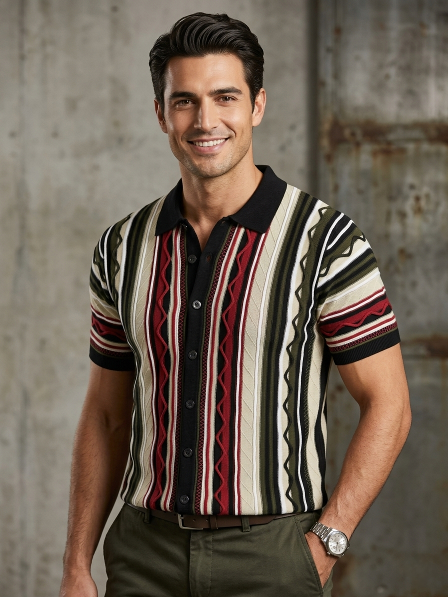 Multi Colour Cotton Knitted Shirt