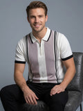 Raimbera Men's Lavender Striped T-shirt- White & Black