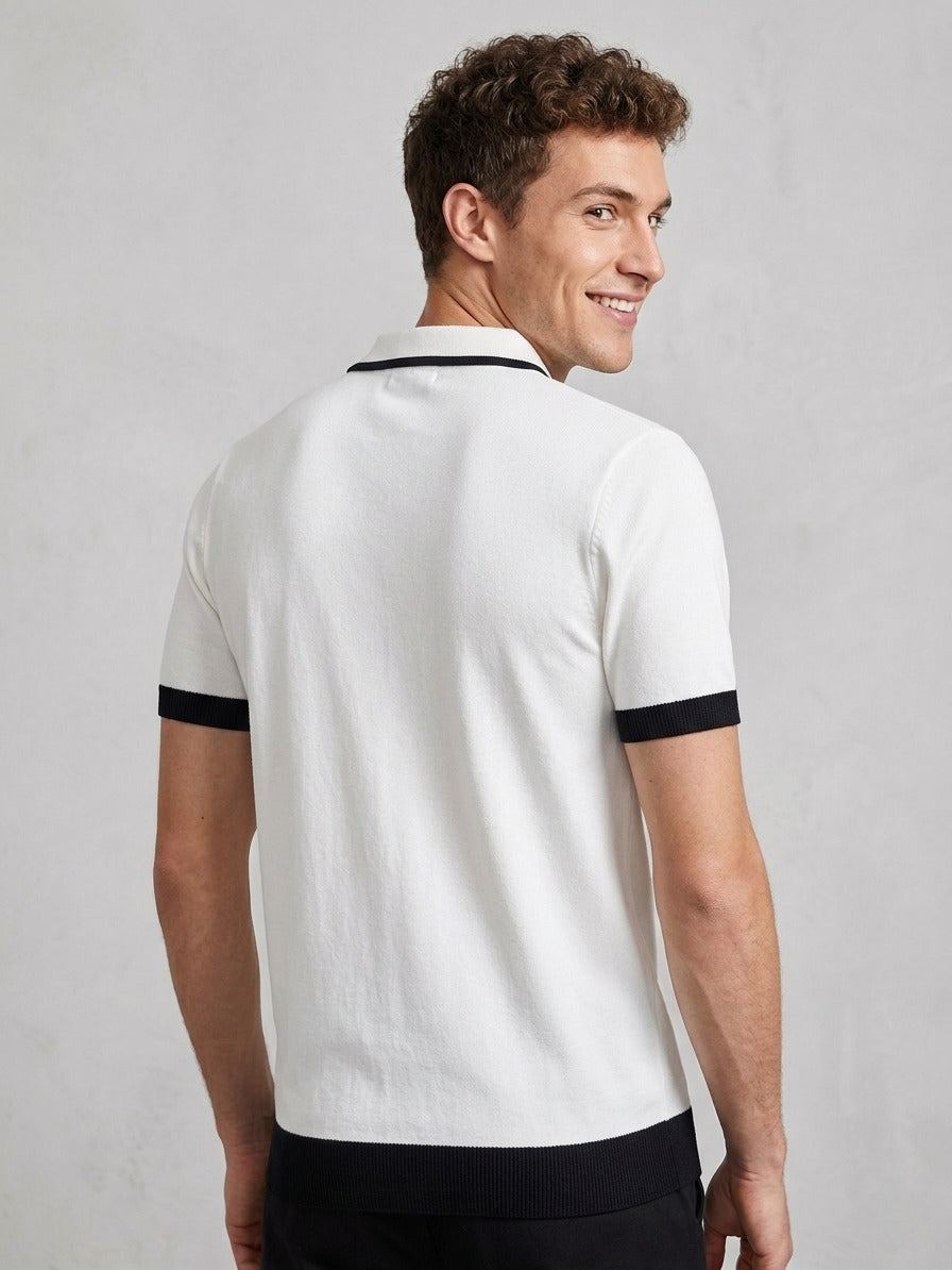 Raimbera Men's Lavender Striped T-shirt- White & Black