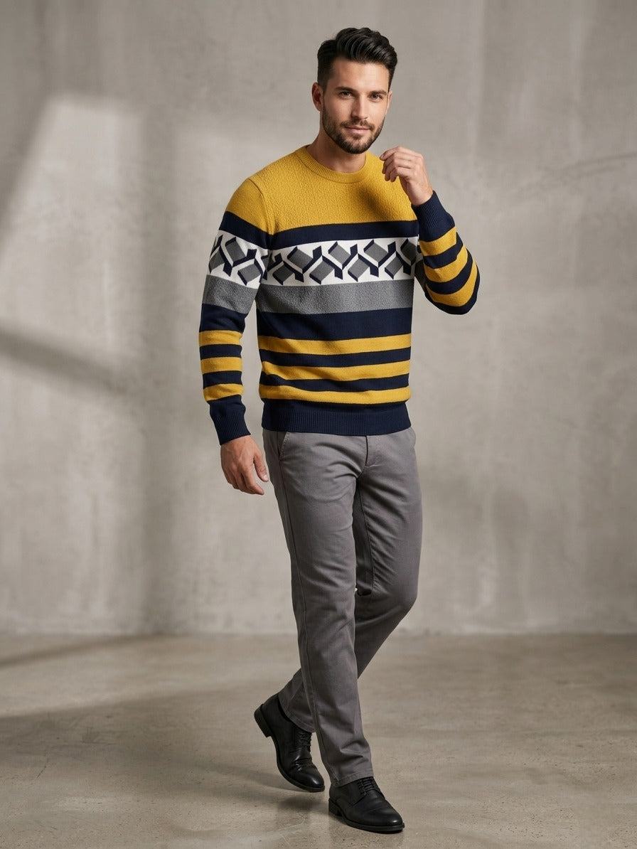 Raimbera Knitted Slim Fit Full Sleeves T Shirt 100% Cotton