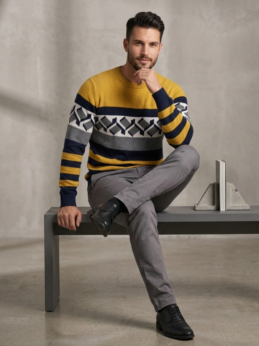 Raimbera Knitted Slim Fit Full Sleeves T Shirt 100% Cotton