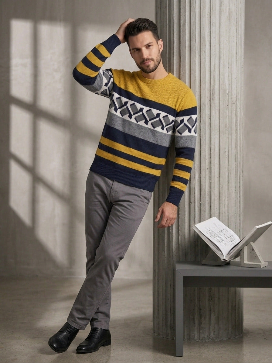 Raimbera Knitted Slim Fit Full Sleeves T Shirt 100% Cotton