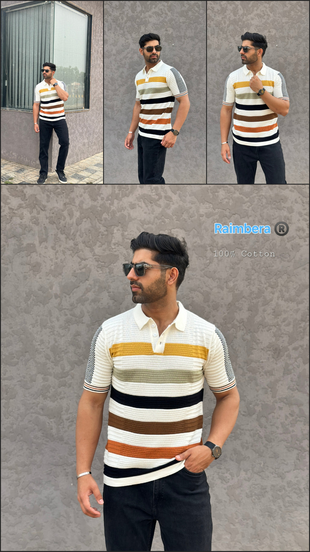 Multicolour Polo Cotton Knitted T-shirt