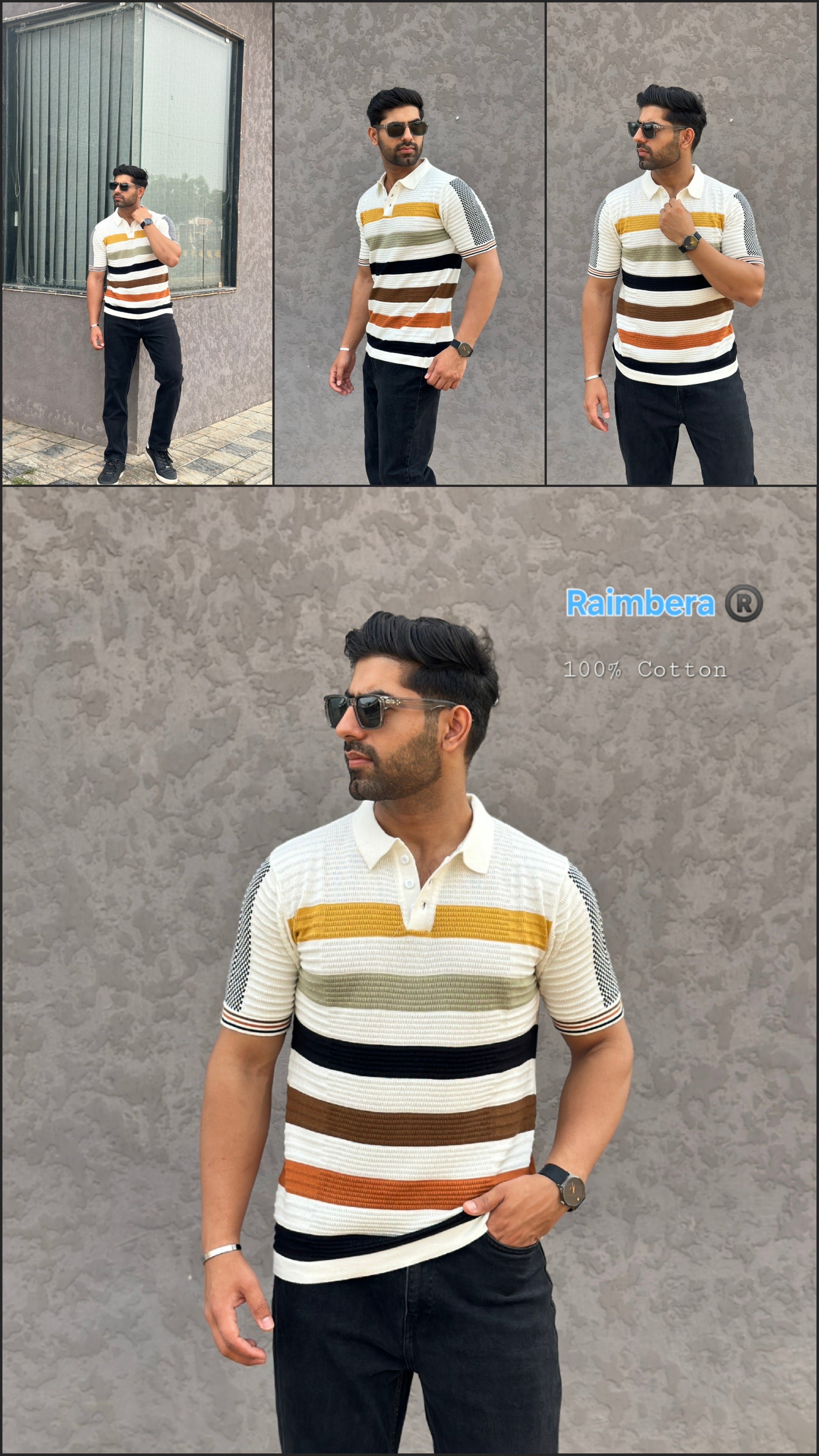 Multicolour Polo Cotton Knitted T-shirt