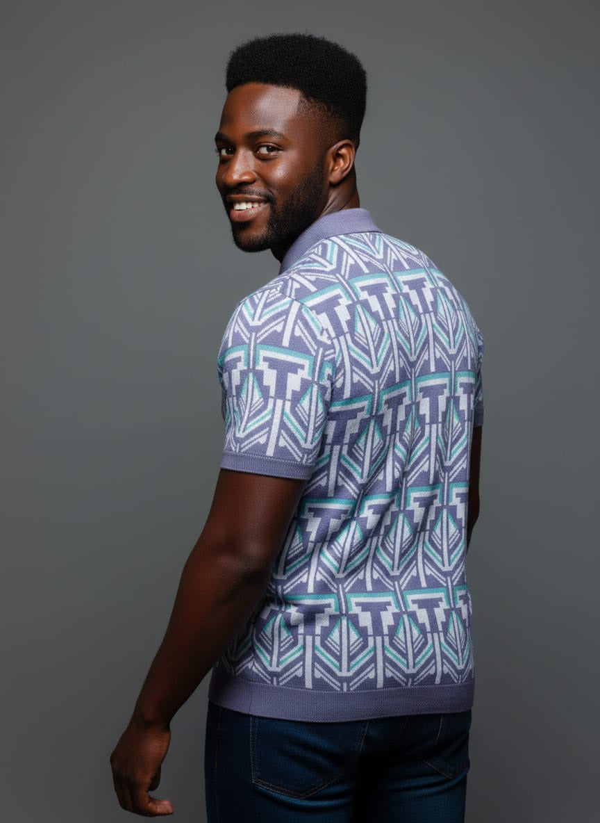 Lavender Premium Old Money Style Knitted Polo T-shirt