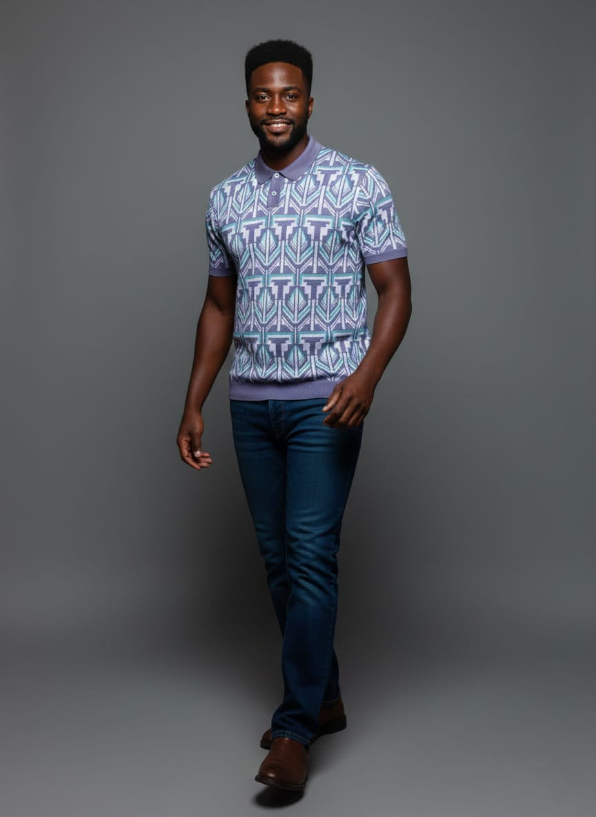 Lavender Premium Old Money Style Knitted Polo T-shirt