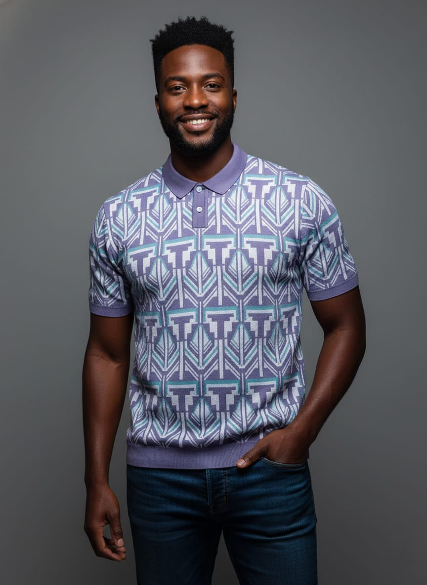 Lavender Premium Old Money Style Knitted Polo T-shirt