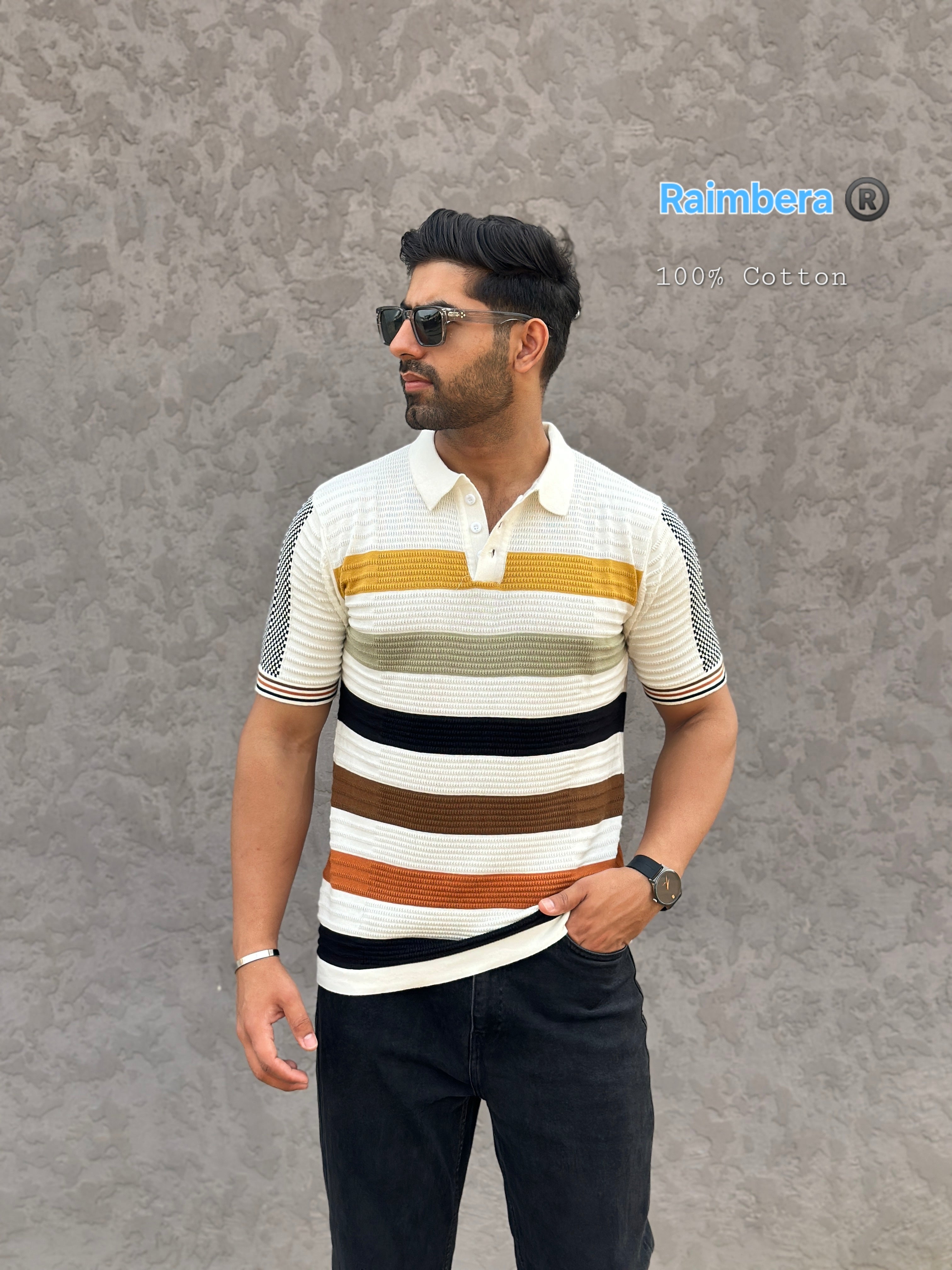 Multicolour Polo Cotton Knitted T-shirt