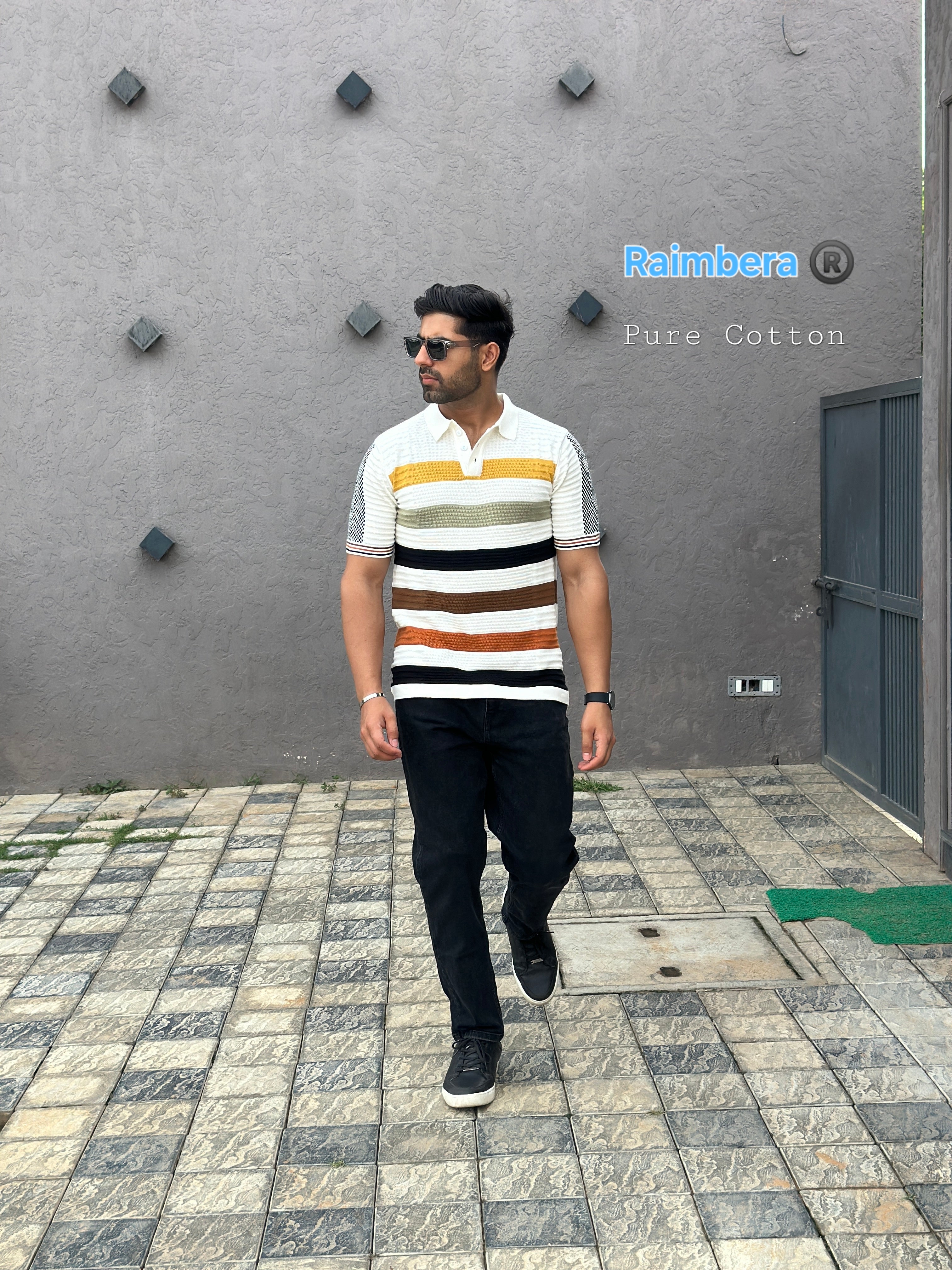 Multicolour Polo Cotton Knitted T-shirt