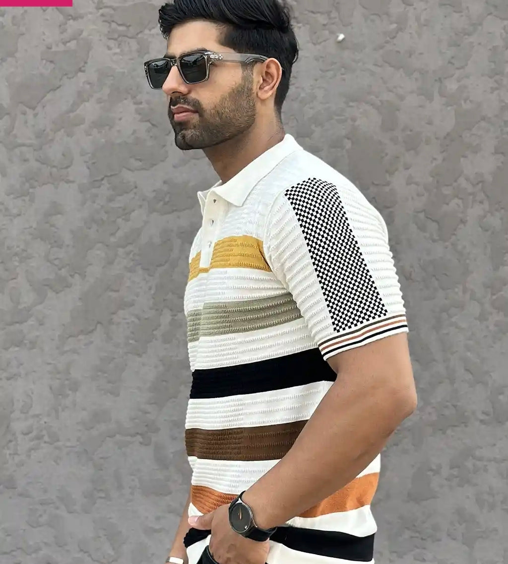 Multicolour Polo Cotton Knitted T-shirt
