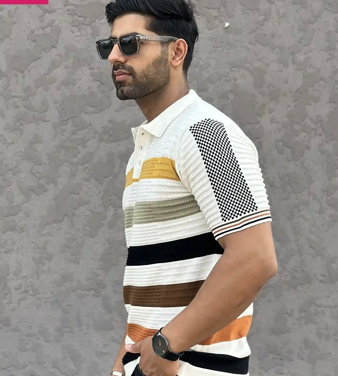 Multicolour Polo Cotton Knitted T-shirt