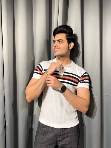 White Texured Knitted Polo